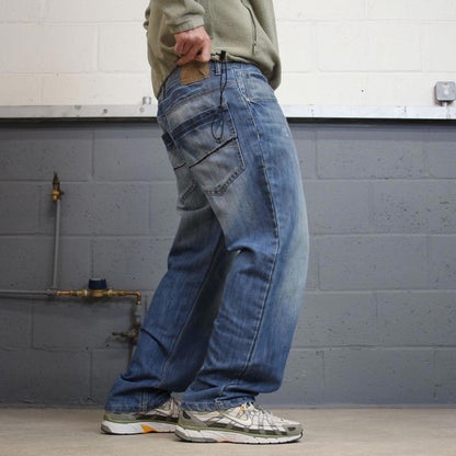 Y2K Southpole jeans embroidered blue Loose straight leg denim skater 00s style pants