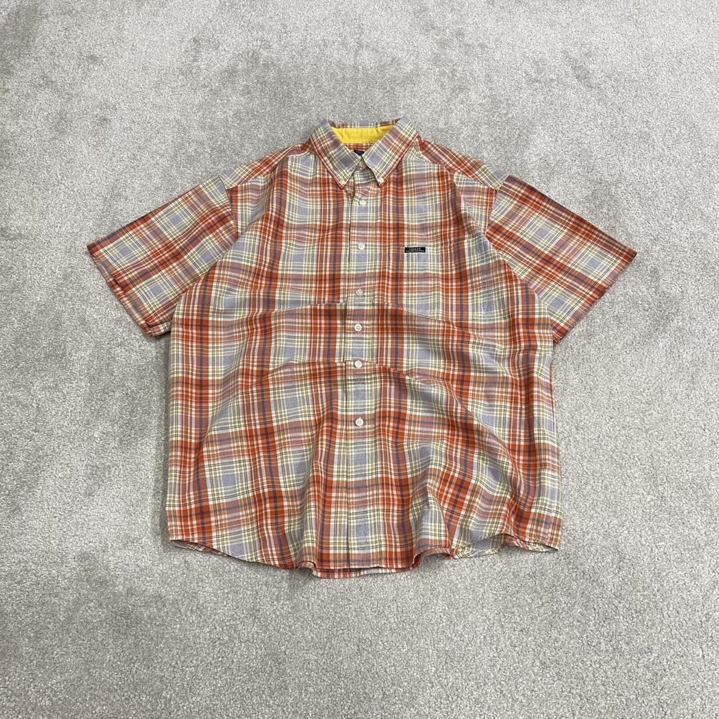Chaps Ralph Lauren boxy checkered shirt short sleeve orange Surf style check shirt summer festival