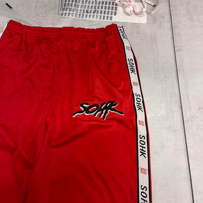 School Of Hard Knocks tracksuit bottoms XL red SOHK 90s style baggy trackies