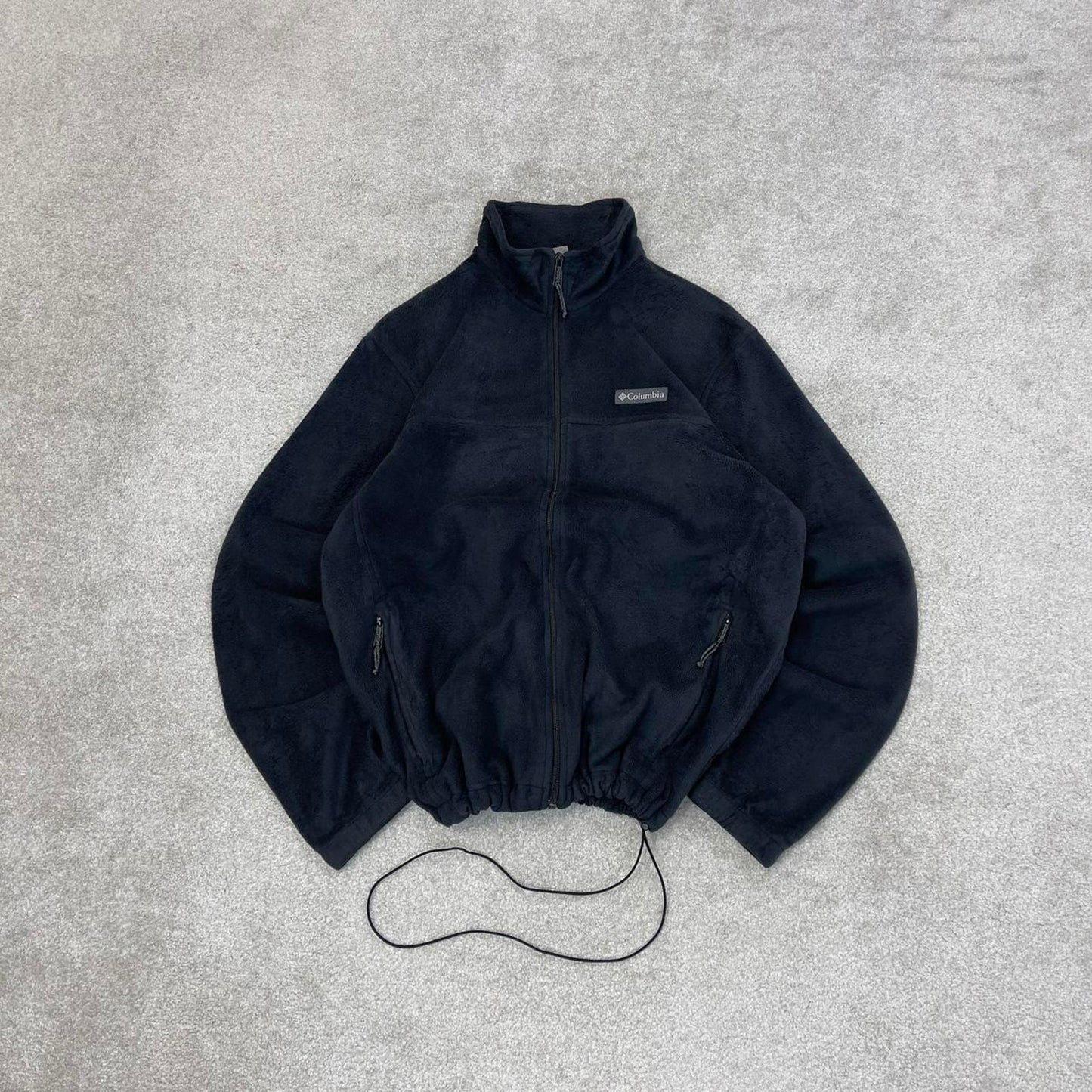 Black Columbia technical full zip fleece M y2k style autumn adjustable waist
