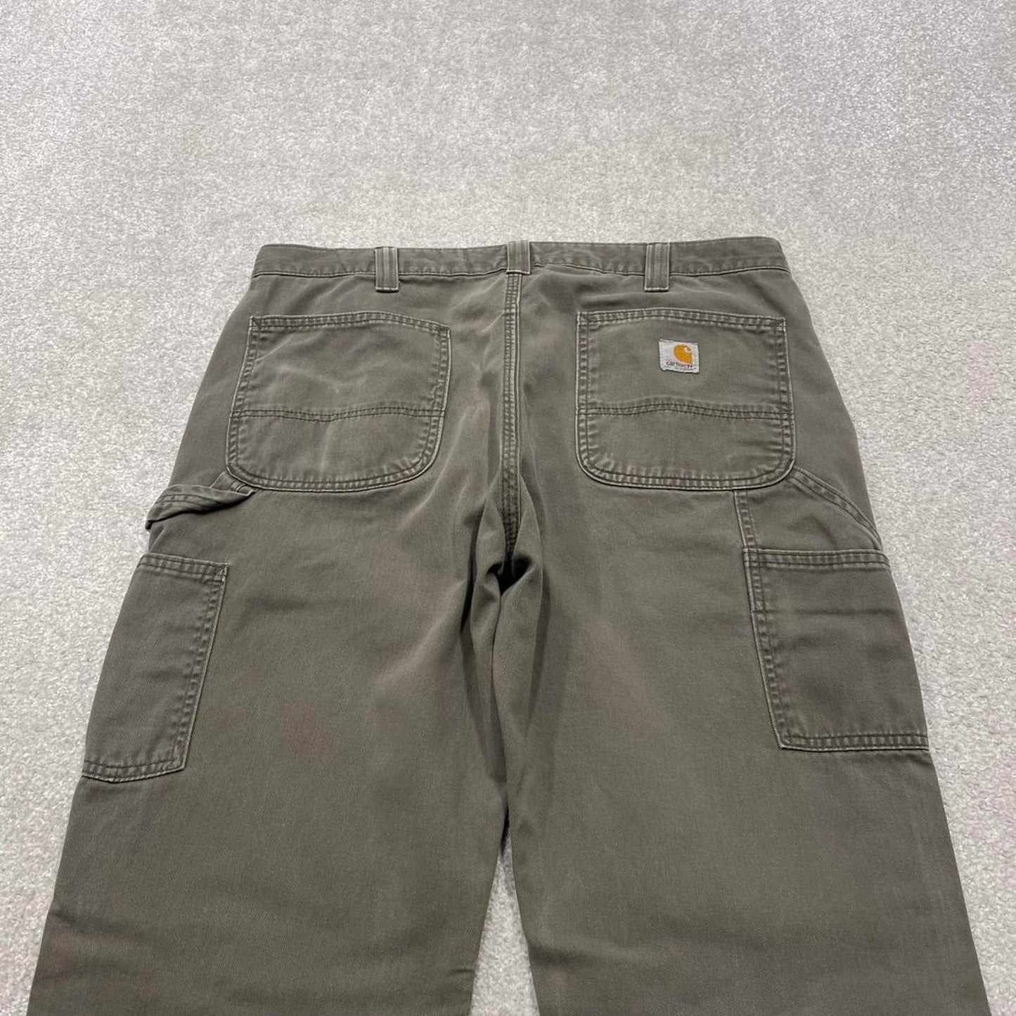 Y2k Carhartt carpenter work pants Khaki green Loose cotton skater style cargo work trousers