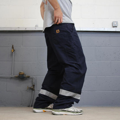 Baggy Carhartt carpenter jeans W38L34 navy loose 90s skater style canvas workwear cargos hi vis