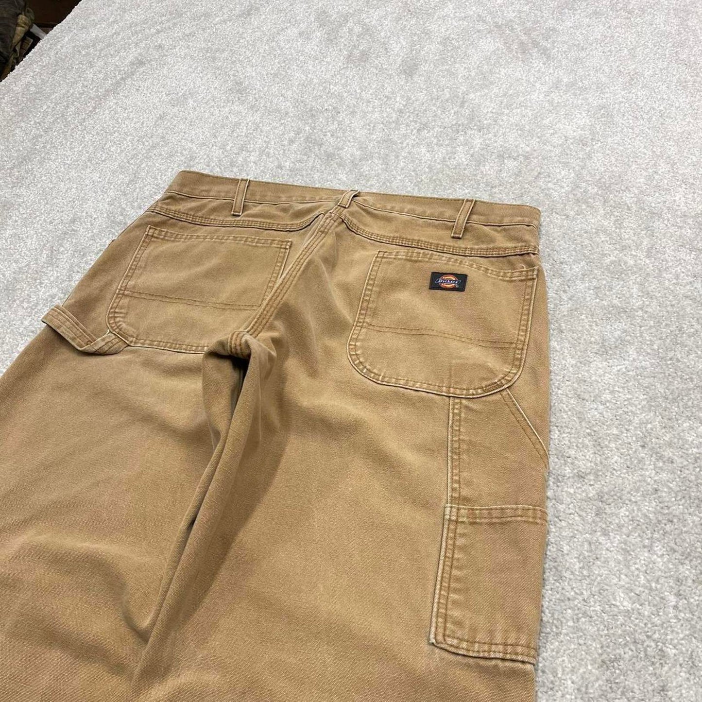 90s baggy Dickies carpenter jeans W36L34 00s skate style tan brown canvas worker cargos
