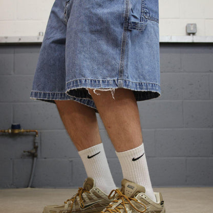 Baggy denim shorts carpenter blue Cherokee skater style summer festival cargo jorts