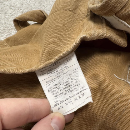Vintage Carhartt dungarees tan brown overalls Quilt lined bib & brace utility workwear