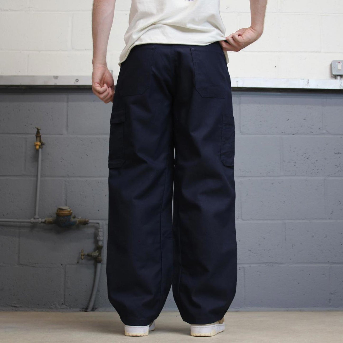 Baggy Red Kap cargo pants W32L30 navy loose wide leg y2k style double knee carpenter trousers