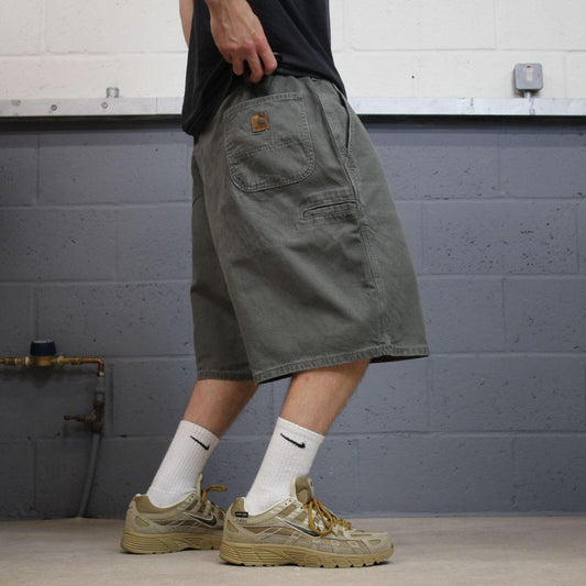 Carhartt baggy cargo shorts carpenter green Floaty canvas skater style work shorts