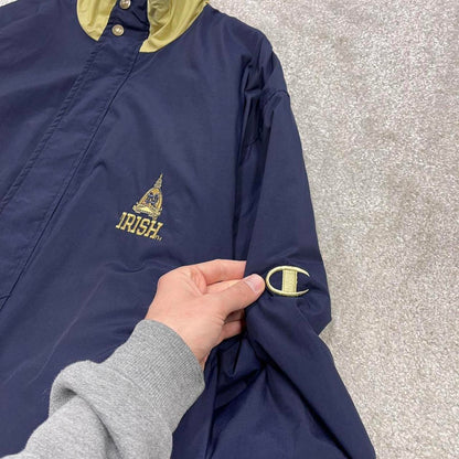 Vintage Champion technical windbreaker jacket M mens navy y2k full zip boxy bomber coat embroidered