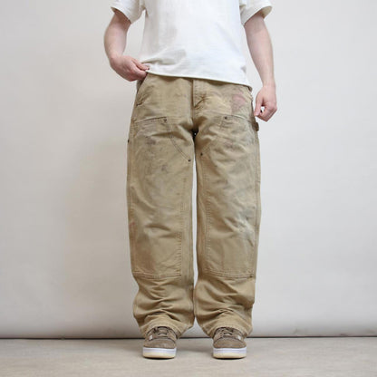 Baggy Carhartt double knee carpenter jeans W36 L32 tan 90s style skater cargos