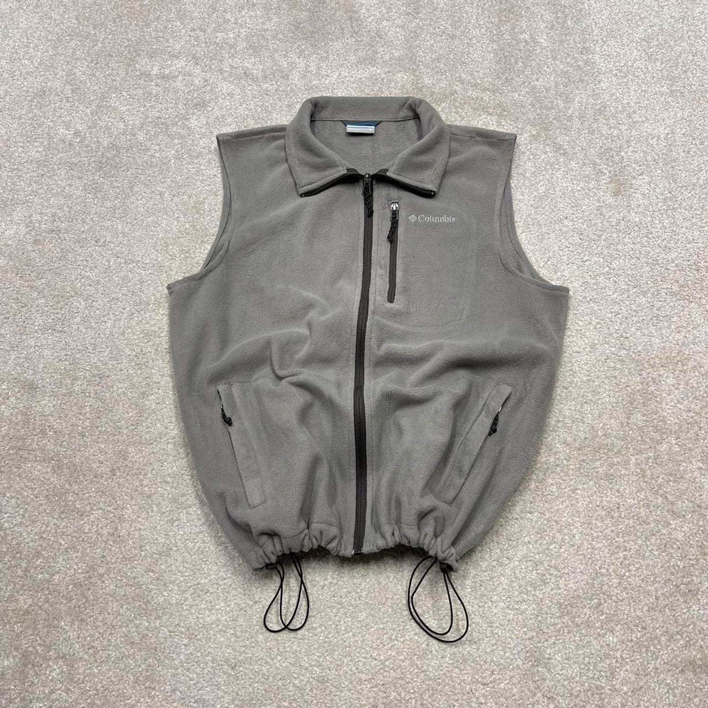 00s Columbia technical fleece gilet M men's grey full zip up y2k style autumn adjustable waist
