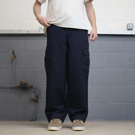 Vintage baggy cargo trousers W32L30 navy Red Kap loose leg chino style skater pants