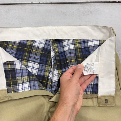Khaki Dickies pants W36L28 twill chino style flannel lined skater pants