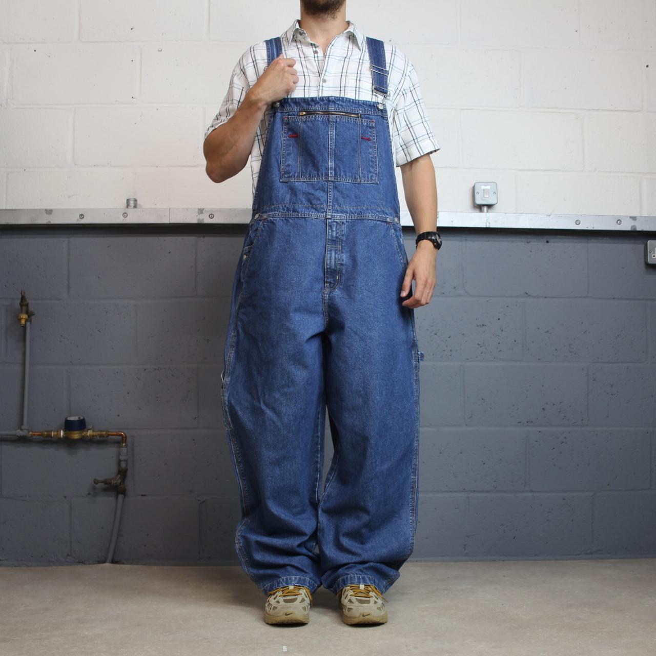 Denim baggy dungarees wide leg y2k blue Faded Glory workwear bib & brace overalls utility