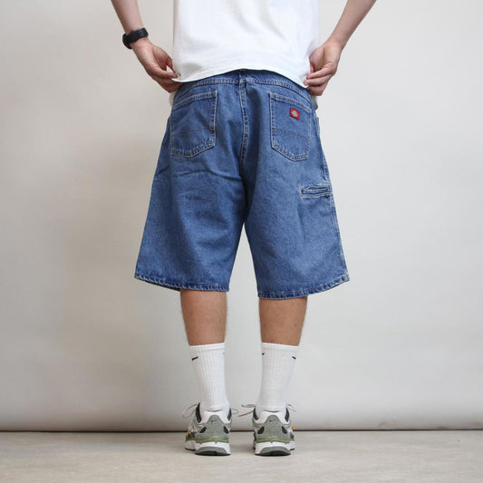 Mens baggy Dickies carpenter Jorts W38 blue loose denim 90s style cargo skater shorts