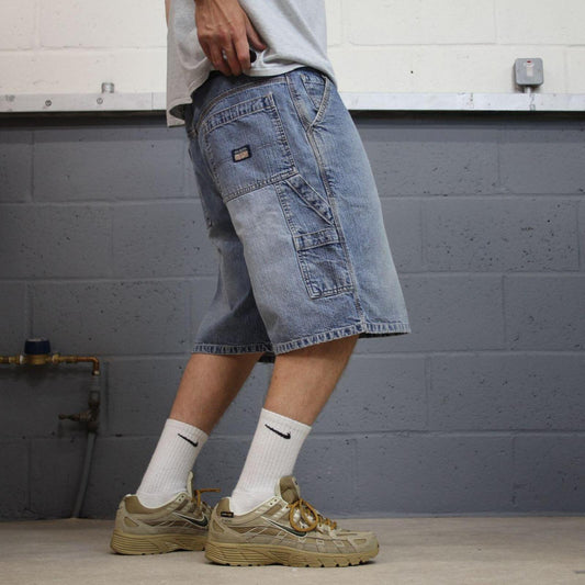 Y2K denim carpenter shorts blue Loose Arizona skater style cargo surf jorts
