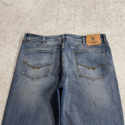 Y2K bootcut jeans U.S. Polo Assn blue Loose boot fit jeans, belt loops and logos