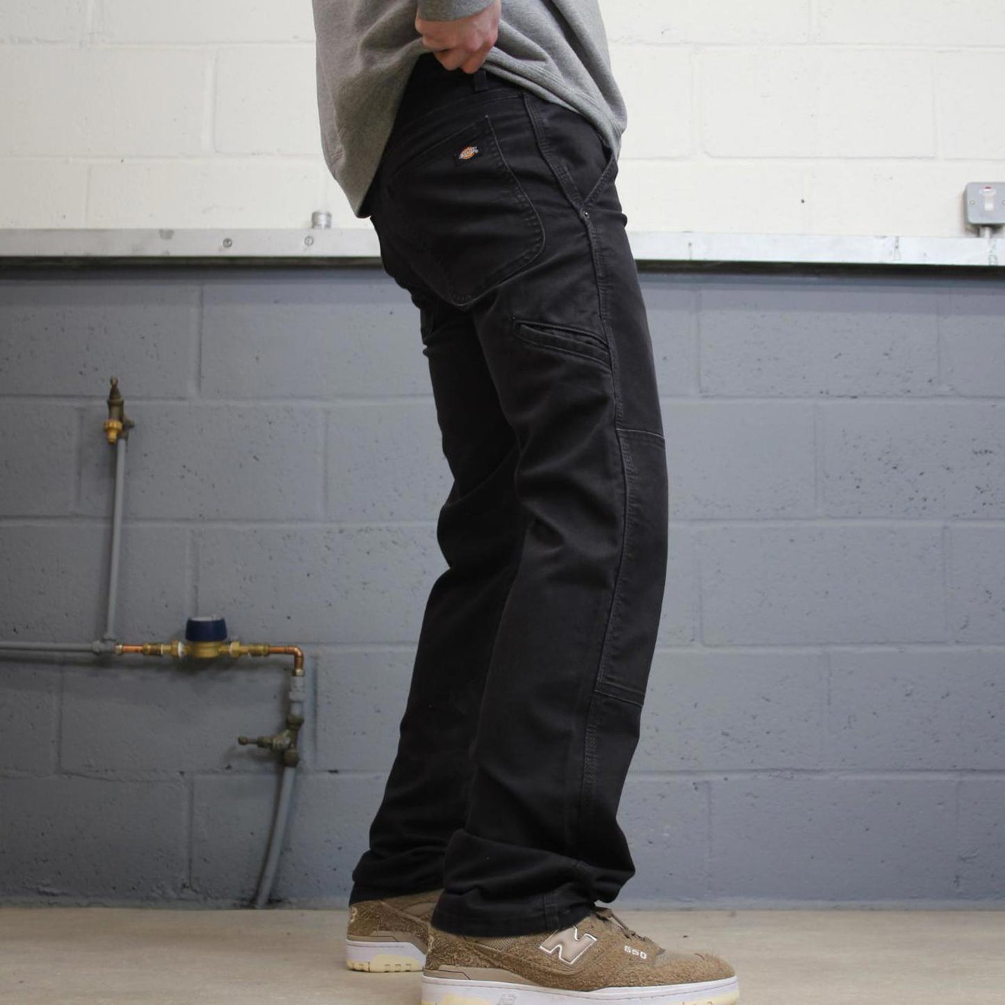 Y2K Dickies double knee carpenter jeans faded black Canvasy flex workwear skater cargos utility