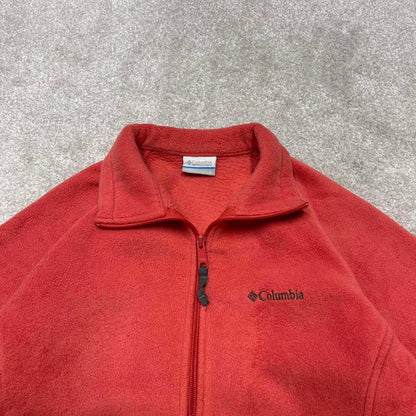 Coral Columbia technical fleece Large women's y2k style full zip up autumn adjustable waist