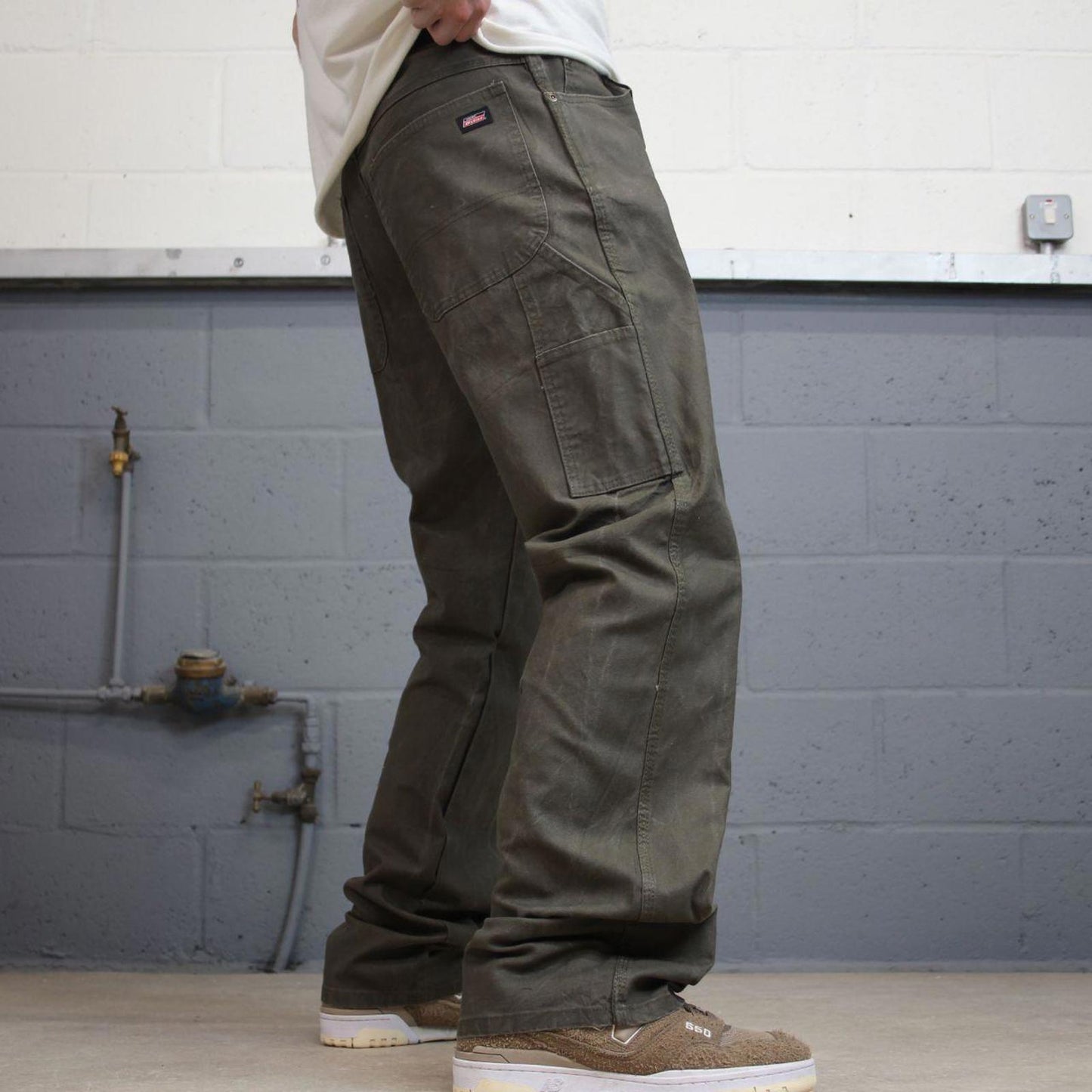 Khaki Green Dickies carpenter jeans W36L34 loose canvas 90s skater style cargo pants