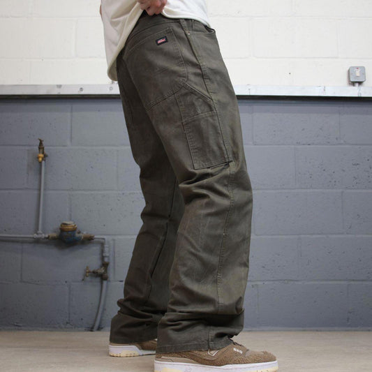 Khaki Green Dickies carpenter jeans W36L34 loose canvas 90s skater style cargo pants