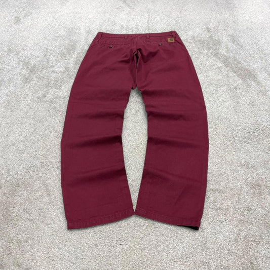 00s Carhartt WIP chino pants W29L32 maroon 90s skater style straight work trousers utility