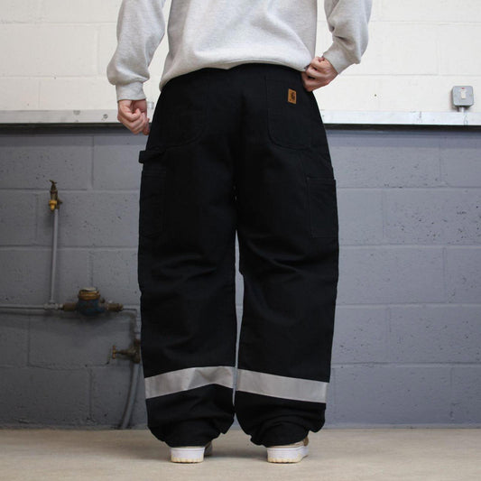 Vintage baggy Carhartt carpenter jeans black 90s skater style W36L34 flannel lined carpenters