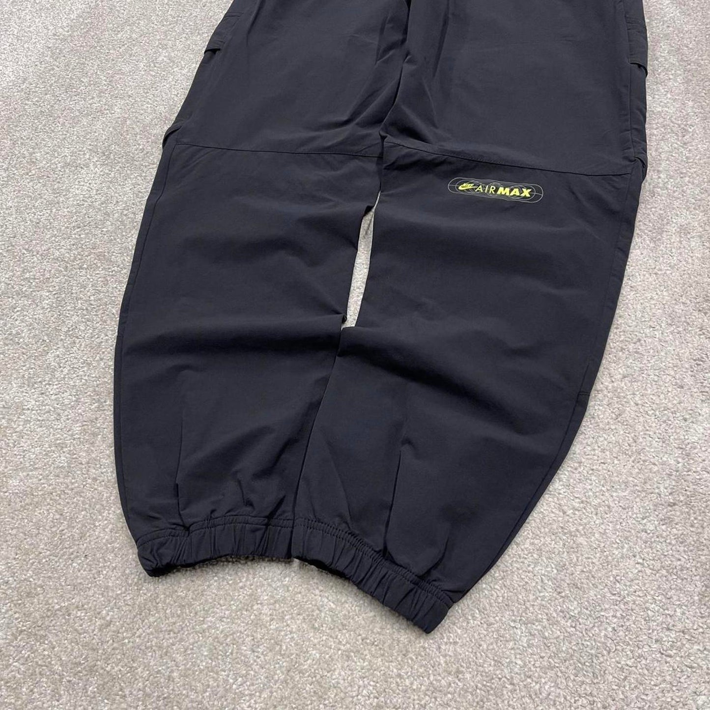 Y2k Nike Airmax tracksuit bottoms black swoosh logo running gym cargo track pants