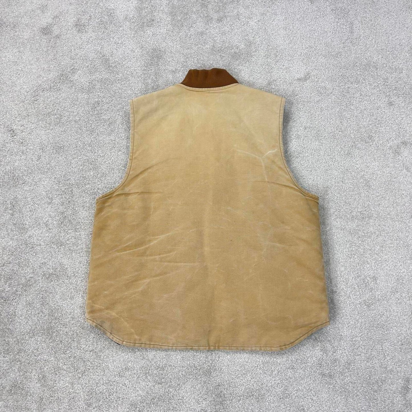 Tan vintage Carhartt Gilet XL canvas padded body warmer vest distressed