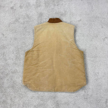 Tan vintage Carhartt Gilet XL canvas padded body warmer vest distressed