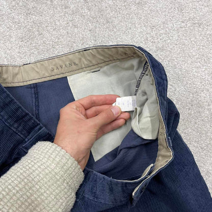 Navy Savane baggy corduroy pants W38L32 loose wide wale jumbo cord trousers 90s skater style