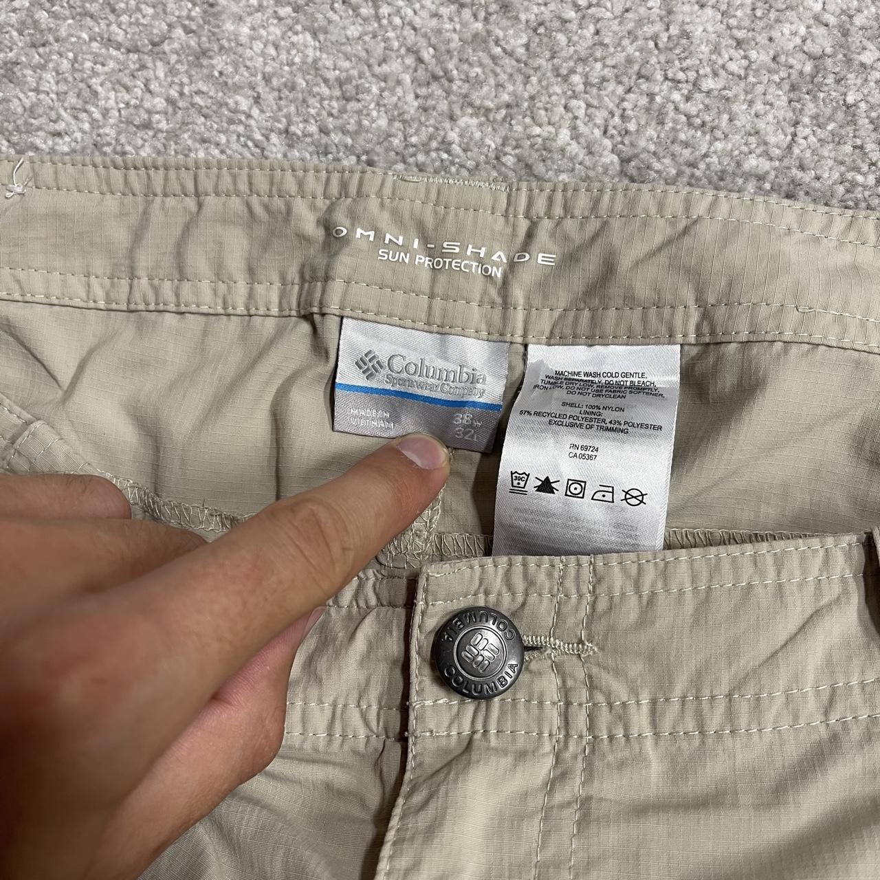 Columbia Omni-Shade technical convertible pants beige Loose floaty summer shorts with zip off legs