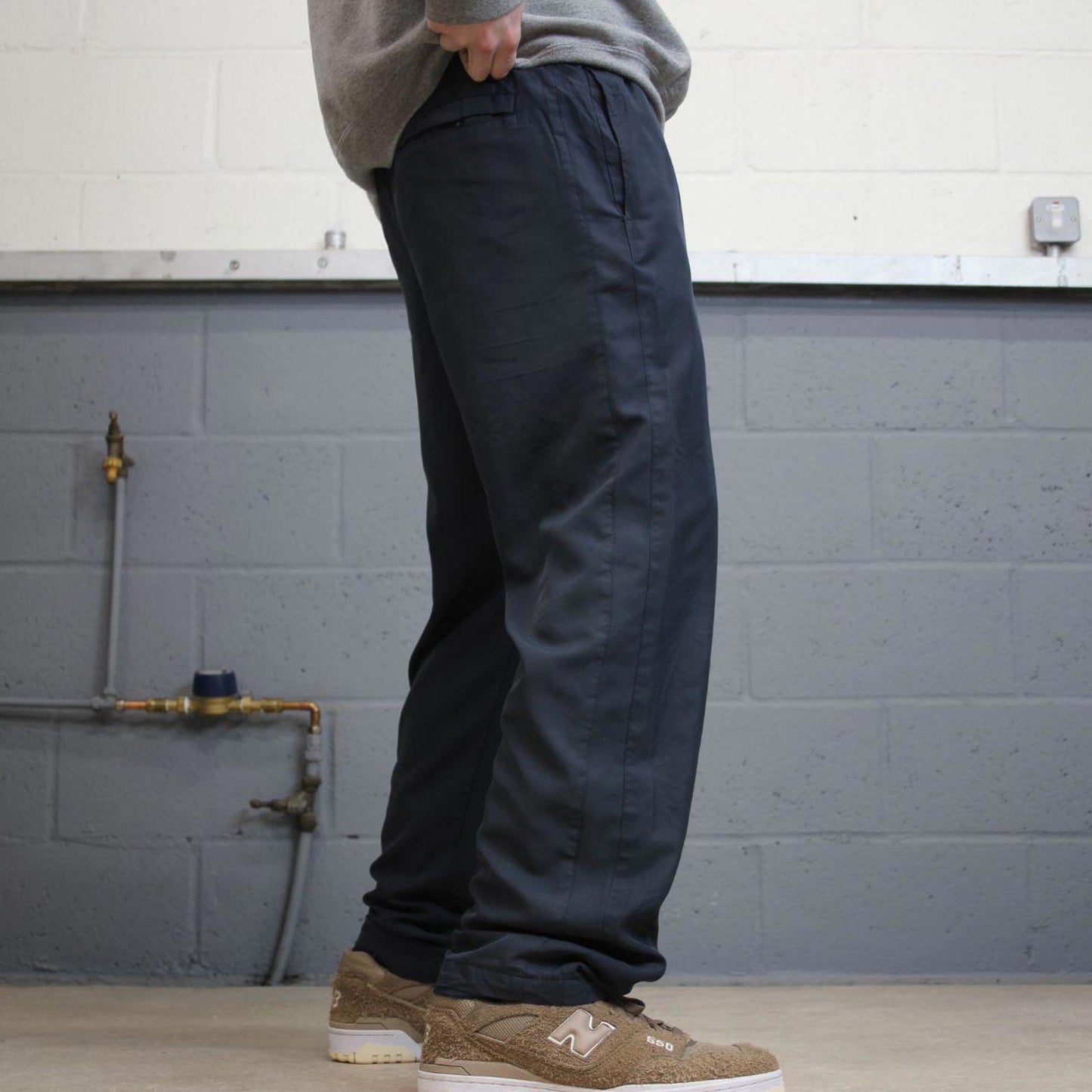 Y2k loose Nike tracksuit bottoms navy Loose lined embroidered track pants