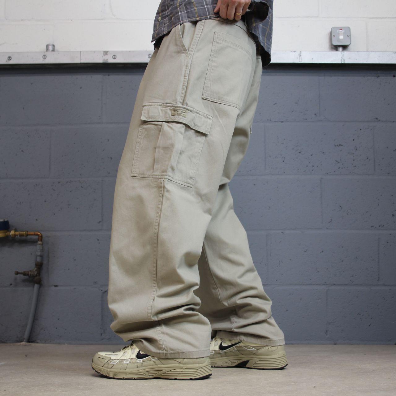 Baggy Wrangler cargo pants y2k beige Wide leg 2000s style skater work pants