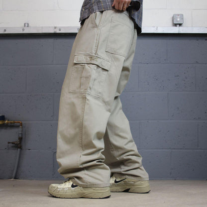 Baggy Wrangler cargo pants y2k beige Wide leg 2000s style skater work pants