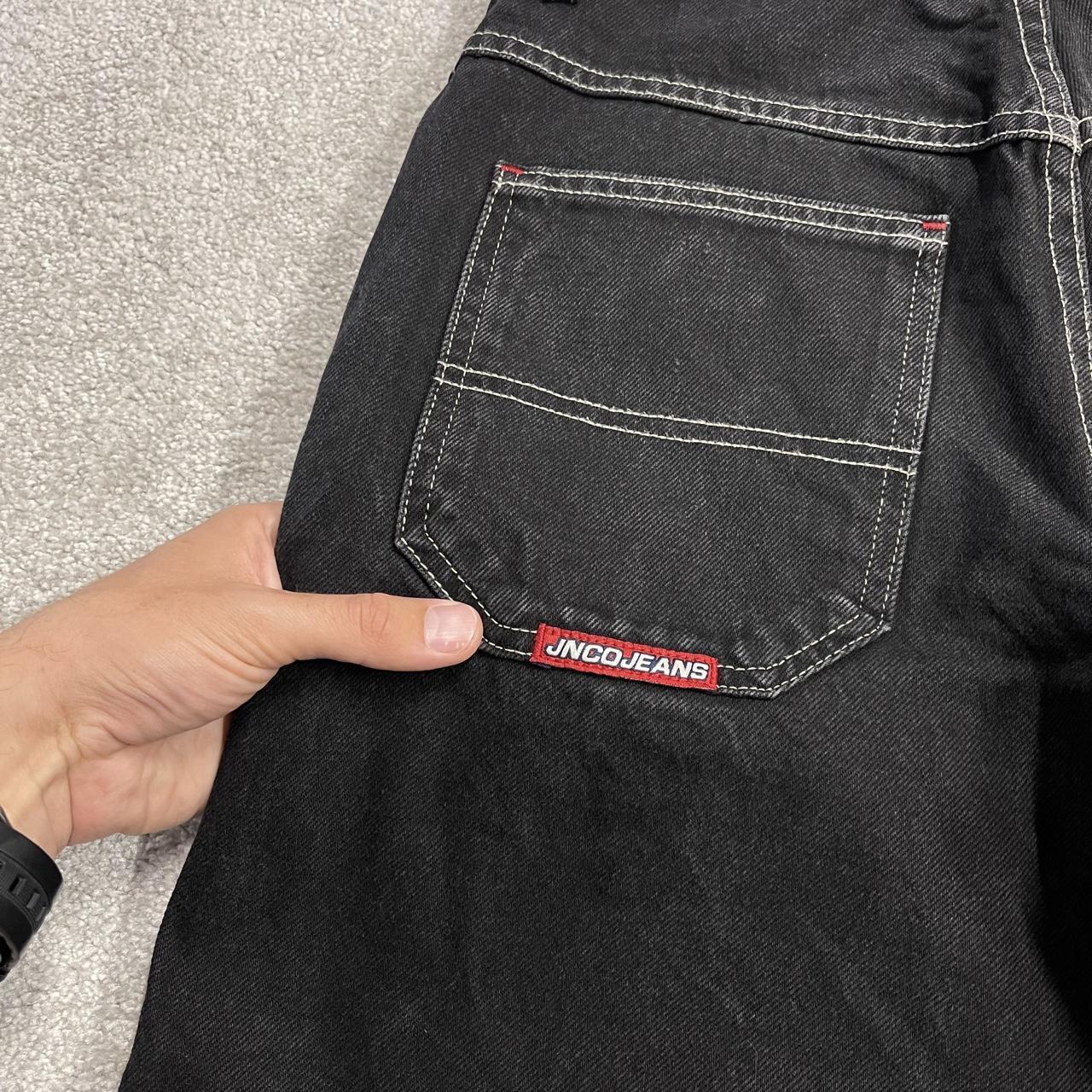 Y2K JNCO denim shorts tribal crown black Vintage loose embroidered logo summer jorts