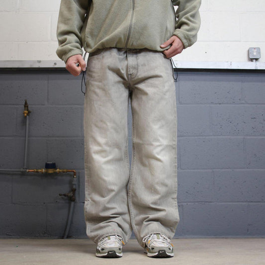 Y2K embroidered bootcut jeans embroidered grey Loose Ecko Unltd denim skater style pants