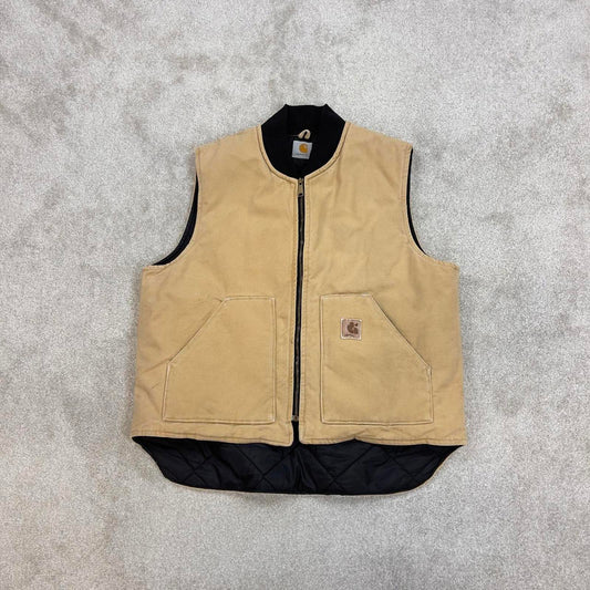 Vintage cream Carhartt gilet X-Large canvas technical vest 90s skater style workwear