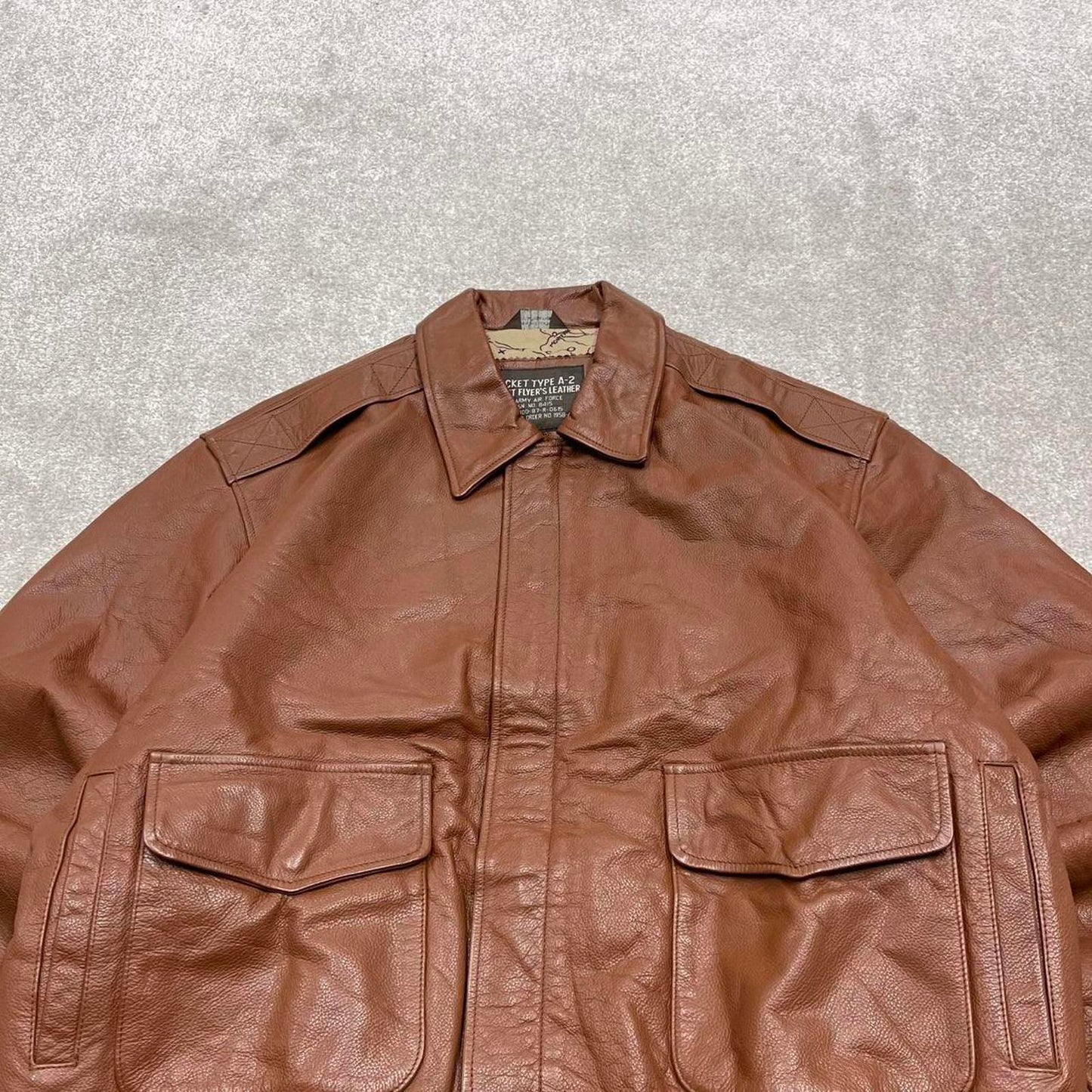 Vintage leather flight aviator jacket brown U.S. Army Air Force boxy genuine leather A-2 flying coat
