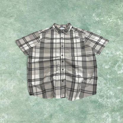 Columbia checkered short sleeve shirt grey Festival style button down summer shirt
