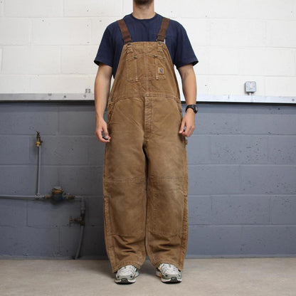 Vintage Carhartt dungarees W44L40 mens canvas overalls tan utility worker