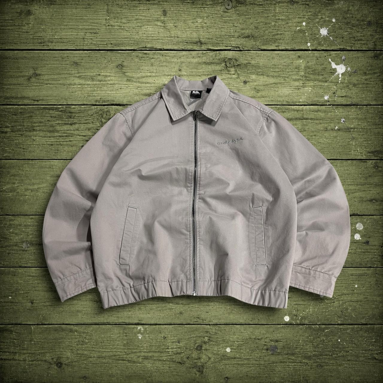 Y2K Quiksilver harrington jacket embroidered Large men's grey Surf bomber style