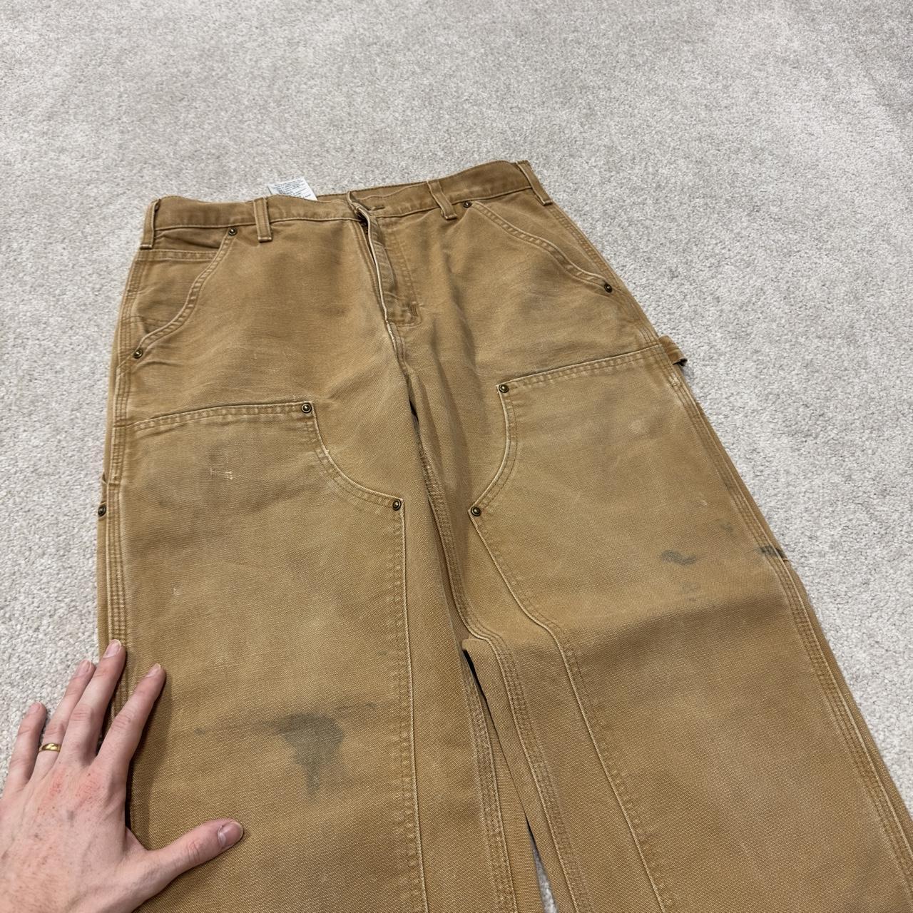 Y2K Carhartt double knee carpenter jeans tan Loose leg canvas skate style workwear cargo pants