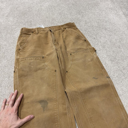 Y2K Carhartt double knee carpenter jeans tan Loose leg canvas skate style workwear cargo pants