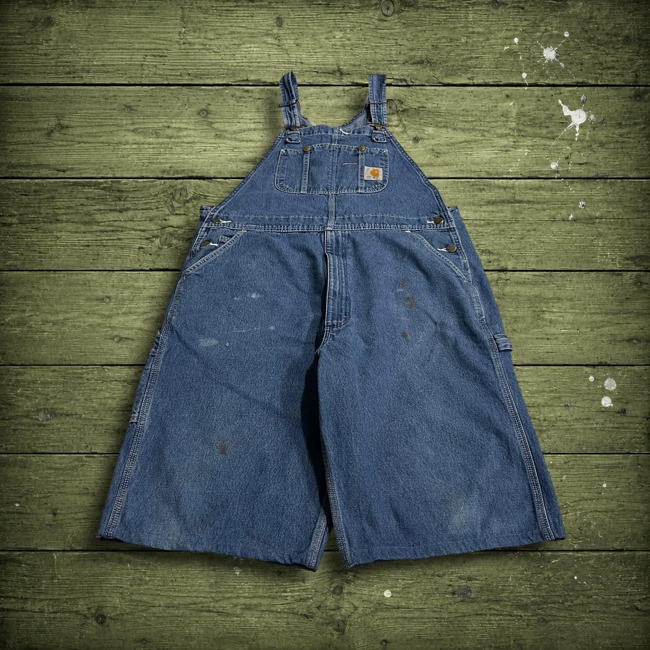Carhartt denim short dungarees y2k blue overalls festival / skate wear bib & brace utility workwear