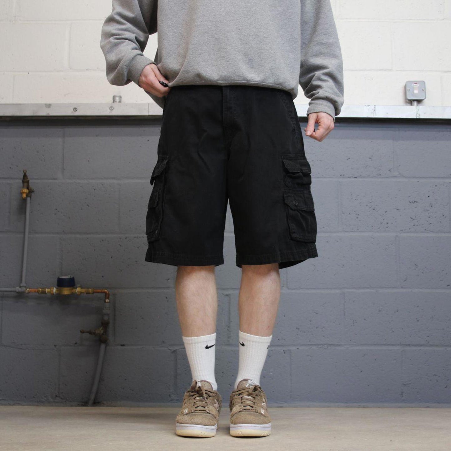 Y2k baggy Lee cargo shorts skater style black Loose chino summer festival shorts