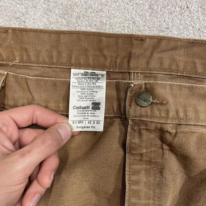 Carhartt baggy carpenter jeans wide leg tan brown Thick canvas skate cargo work pants