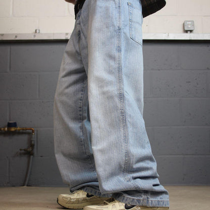 Y2K baggy denim surf jeans W36L32 blue Loose leg Dodeca skater style loose leg jeans