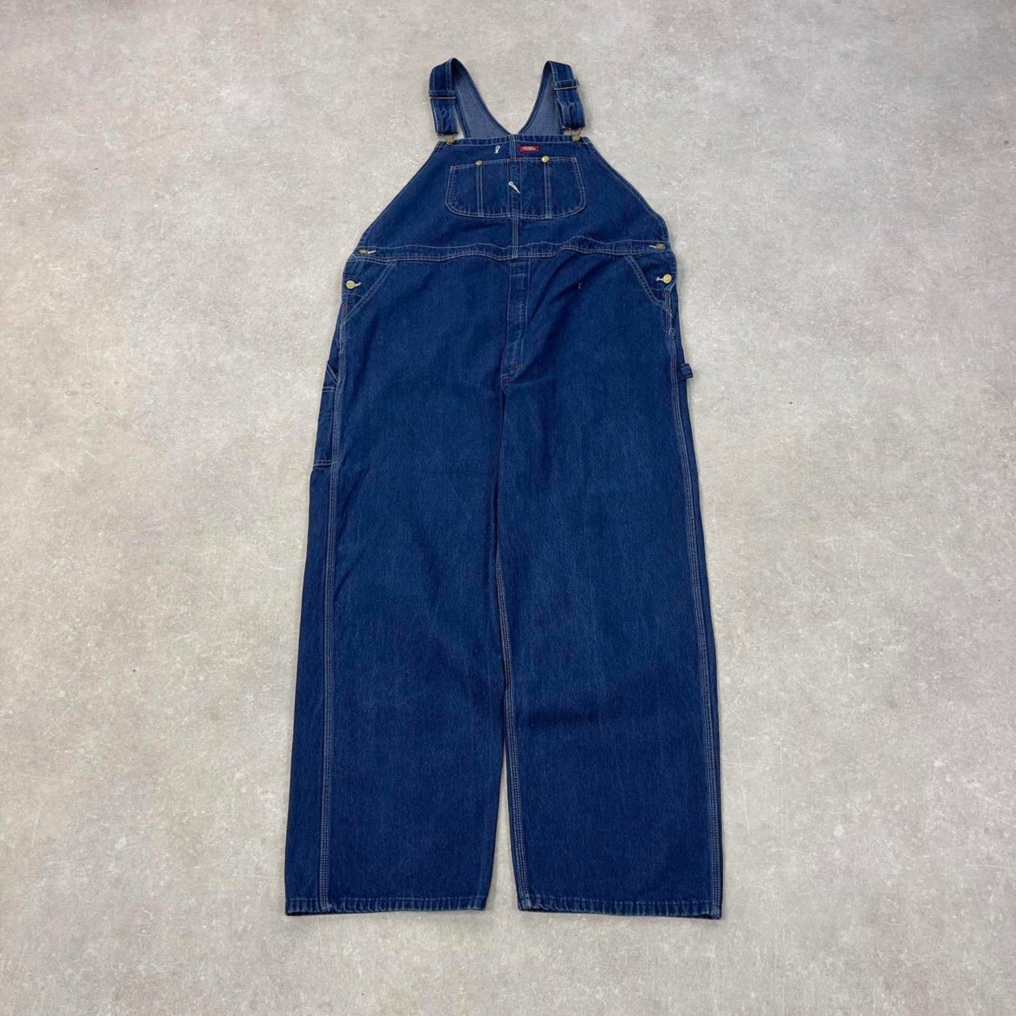 Vintage Dickies dungarees W46L32 USA blue baggy mens denim overalls