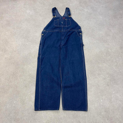 Vintage Dickies dungarees W46L32 USA blue baggy mens denim overalls