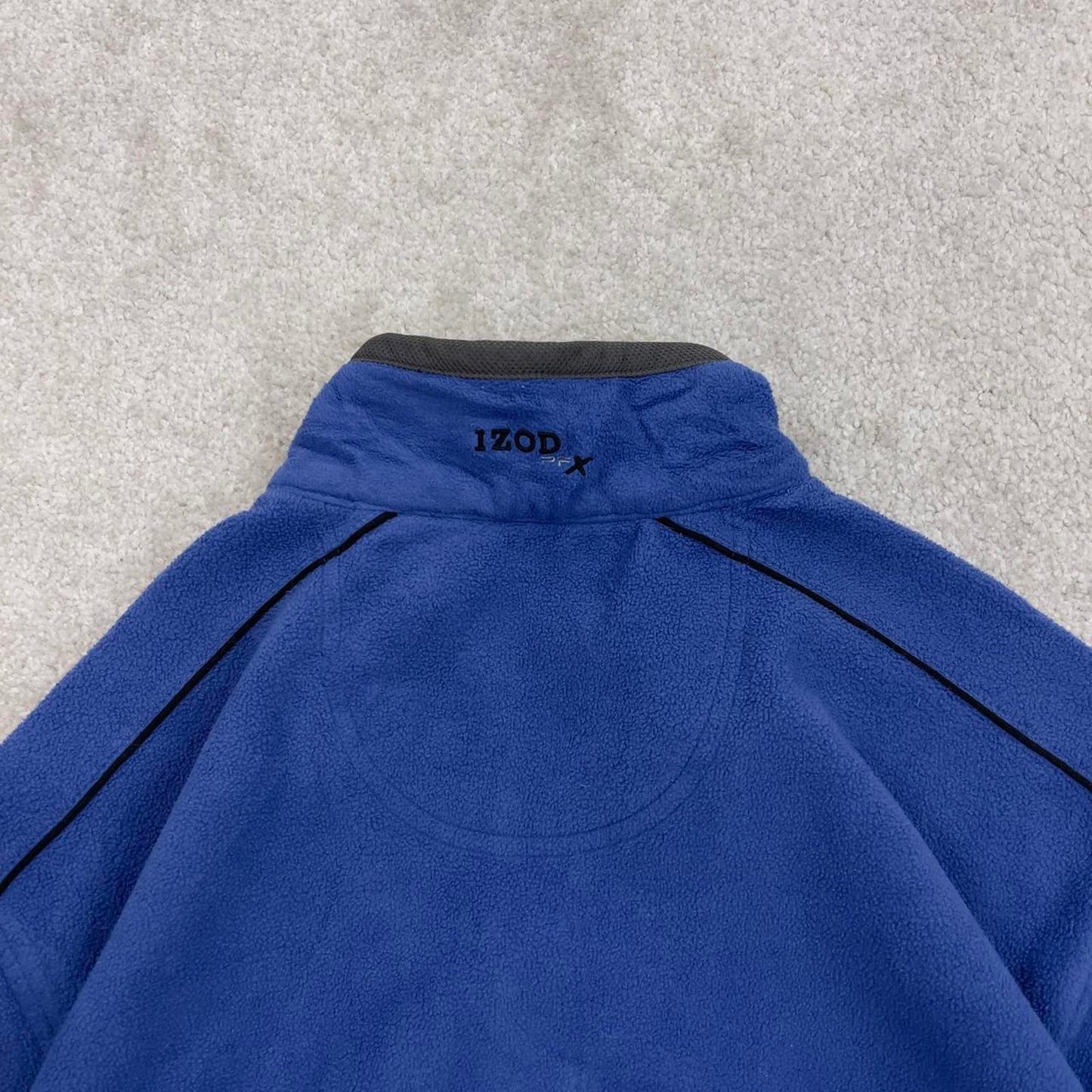 Blue Izod technical fleece XL y2k style 1/4 zip up autumn adjustable waist embroidered outdoors
